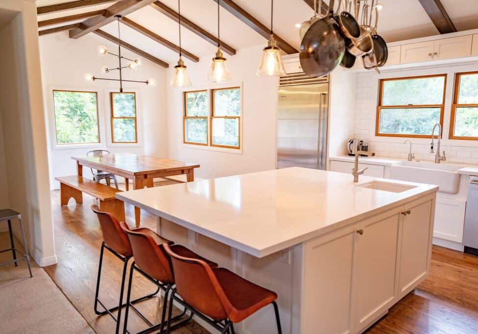 Kitchen Exposed Beams White Shaker Stainless